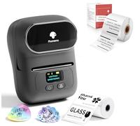 Phomemo M110 Etichettatrice con 2 rotoli di etichette, stampante termica portatile Bluetooth per etichette adesive, per uso in ufficio, codici a barre, piccole imprese, negozi