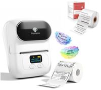 Phomemo M110 Etichettatrice con 2 rotoli di etichette, stampante termica portatile Bluetooth per etichette adesive, per uso in ufficio, codici a barre, piccole imprese, negozi