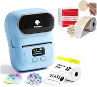 Phomemo M110 Etichettatrice con 2 rotoli di etichette, stampante termica portatile Bluetooth per etichette adesive, per uso in ufficio, codici a barre, piccole imprese, negozi