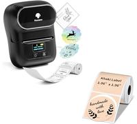 Phomemo M110 Etichettatrice con 2 rotoli di etichette, stampante termica portatile Bluetooth per etichette adesive, per uso in ufficio, codici a barre, piccole imprese, negozi
