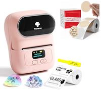 Phomemo M110 Etichettatrice con 2 rotoli di etichette, stampante termica portatile Bluetooth per etichette adesive, per uso in ufficio, codici a barre, piccole imprese, negozi