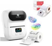 Phomemo M110 Etichettatrice con 2 rotoli di etichette, stampante termica portatile Bluetooth per etichette adesive, per uso in ufficio, codici a barre, piccole imprese, negozi