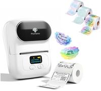 Phomemo M110 Etichettatrice con 4 rotoli di etichette, stampante termica portatile Bluetooth per etichette adesive, per uso in ufficio, codici a barre, piccole imprese, negozi