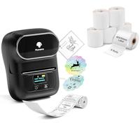 Phomemo M110 Etichettatrice con 7 rotoli di etichette, stampante termica portatile Bluetooth per etichette adesive, per uso in ufficio, codici a barre, piccole imprese, negozi