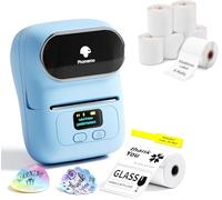 Phomemo M110 Etichettatrice con 7 rotoli di etichette, stampante termica portatile Bluetooth per etichette adesive, per uso in ufficio, codici a barre, piccole imprese, negozi