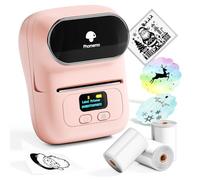 Phomemo M110 Etichettatrice Portatile Bluetooth Stampante Termica Etichette Adesive per iOS & Android,per piccole imprese,uffici,codici a barre,negozi,Label Printer set Con 3 Rotoli Etichette -Rosa