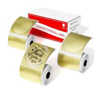 Phomemo M110 M120 M200 M220 M221 Etichette termiche rotonde 50mm * 50mm, etichette circolari, glitter oro, 3-Roll (420 etichette)
