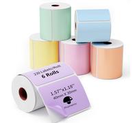 Phomemo M110/M220/M221/M200/M120/M100/M108/M150/M250/M260 Etichette autoadesive colorate 40 x 30 mm (1,57" x 1,18"), 6 rotoli di carta per etichette termiche colorate per stampanti per etichette
