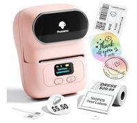 Phomemo M110 Stampante di Etichette - Stampante di Codici a Barre Mini Bluetooth Label Maker Stampante Termica per Etichette, Stampante Portatile, Adatta per Abbigliamento, Vendita al dettaglio, Rosa