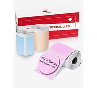Phomemo M220 Etichette Rotonde Per Etichette M220 M250 M221 M120 M150 M108 M110 M421, colore termico, 50x50 mm, etichetta termica per logo fai da te, casa, ufficio, 140 etichette (rosa/blu/cachi)
