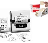 Phomemo M221 Etichettatrice con 2 rotoli di etichette, stampante termica portatile Bluetooth per etichette adesive, per uso in ufficio, codici a barre, piccole imprese, negozi
