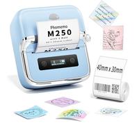 Phomemo M250 Stampante per Etichette - 3 Inch Stampante Termica Portatile, Etichettatrice Bluetooth Termica con Smartphone e PC, Mini Stampante Etichette Adesive per Barcode, Retail, Small Business