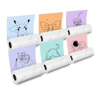 Phomemo Set di 6 carte Autoadesive, verde menta, blu, arancio chiaro, viola lavanda, rosa Carta termica per stampanti Phomemo M02PRO, T02, M02, M02S, M03, M03AS, M04S