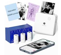 Phomemo Stampante Mini Stampante 300DPI, in Bianco e Nero, P2S Stampante Termica, Mini Stampante Termica Portatile, Stampante Tascabile per Etichette, Studi e Bullet Journaling, con 3 Rotoli di Carta