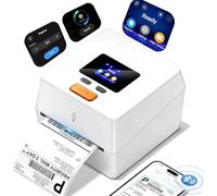Phomemo Stampante termica per etichette con schermo touchable, stampante per etichette Bluetooth 4x6 con supporto per etichette integrato, stampanti termiche bianche D420D per piccole imprese