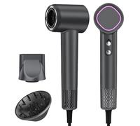 Phon Capelli Ionico 500M Ioni con Diffusore, Asciugacapelli da Viaggio 160.000 RPM (36m/s), Phon capelli professionale Veloce 3 Min, 59dB Silenzioso, Leggero 400g(Grigio)
