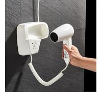 Phon da parete, Phono Asciugacapelli a muro per Bagno Hotel Albergo Casa Spogliatoio 1200W con presa di corrente Bianco