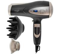 Phon Ionico Adler AD 2248gc 2400W 3 Temperature 2 Velocità con Diffusore Nero Champagne