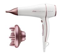 Ufesa Asciugacapelli Professionale Air Glow 2200W, motore AC, elimina il crespo, include diffusore e concentratore, 2 velocità, 3 temperature, colpo d’aria fredda, bianco/rosa