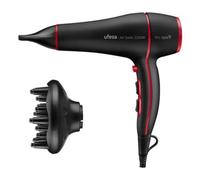 Ufesa Air Sonic - Asciugacapelli professionale da 2200 W, motore AC, rimuove il crespo, con diffusore e concentratore, 2 velocità, 3 temperature, colpo di aria fredda, nero/rosso