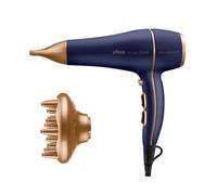 Ufesa Air Lux - Asciugacapelli professionale 2200 W, motore AC, rimuove il crespo con diffusore e concentratore, 2 velocità, 3 temperature, colpo di aria fredda, blu/oro