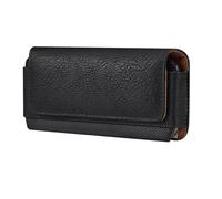 Phone Belt Pouch Cow Leather Mobile Clip Case Men Waist Bag Holster per Escursionismo, Campeggio(Black,S(6.1 Inch))