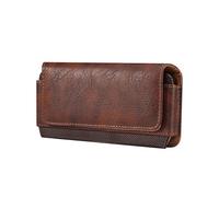 Phone Belt Pouch Cow Leather Mobile Clip Case Men Waist Bag Holster per Escursionismo, Campeggio(Brown,S(6.1 Inch))