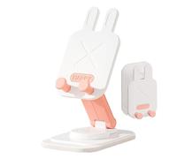 Phone Desk Stand, Folding Phone Holder, 4.33x2.76x1.14 Inches Cute Rabbit Design and Lightweight Portable Build, 360 Rotating Cradle Dock for Women Men Travel Home Kitchen Counter