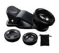 Phone Fisheye Lens 3in1 Wide Angle Fish Eye Macro Lenses Clip-on Universal Lens Black Lens Attachments