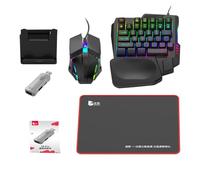 Phone Game Converter Set, Wired Mechanical USB Converter Keyboard & Mice, Portable Half-Hand Game Adapter, RGB LED Backlit, 25 x 18 x 7 cm
