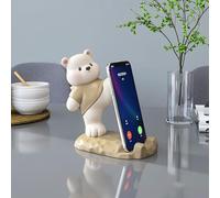 Phone Holder for Desk - Cute Bear Stand, Resin Movable Joint Phone Holder | Desktop Decorative Cell Phones Stand for Home, Office, Vlogging, Video Calls, Recording, Streaming, Smartphone Placement