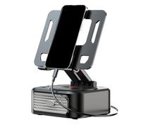 Phone Holder, Wireless Speaker, Black Rotatable Stand, Foldable Anti-Slip Base, Stereo Surround Sound, Cool Tech Gadget for All Smartphones, Tablets, Entertainment Setups