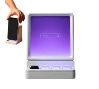 Phone Stand Speaker, Audio Cellphone Mount, Retro Computer Shape with RGB Light, Wireless Induction Speaker for Workplace, Living Room, Offices, Desk Setup, 2.8x2.95x3.78 inches