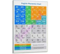 Phonemic Mastery Chart English Poster Canvas Wall-Art Decor | Consonants stops p b t d k g fricatives f v th s z sh zh h affricates ch j nasals m n ng(Magnetic,12x18inch(30x45cm))