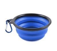 PhoneNatic Ciotola pieghevole in silicone blu da viaggio per cani e gatti con moschettone, S, blu, 350 ml, 60014330