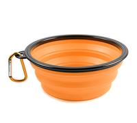 PhoneNatic Ciotola pieghevole per cani in silicone arancione, ciotola da viaggio per cani e gatti con moschettone, XL, arancione, 1000 ml