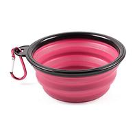 PhoneNatic Ciotola pieghevole per cani in silicone rosa, ciotola da viaggio per cani e gatti con moschettone, 350 ml, 60014329, piccola (350 ml)
