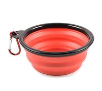 PhoneNatic Ciotola pieghevole per cani in silicone rosso, ciotola da viaggio per cani e gatti con moschettone, S, rosso, 350 ml, 60014328