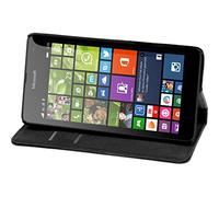 PhoneNatic Copertura di Cuoio Artificiale Compatibile con Microsoft Lumia 535 - Bookstyle Nero - Cover + Pellicola Protettiva