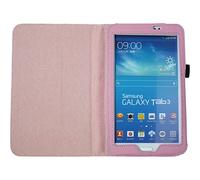 PhoneNatic Copertura di Cuoio Artificiale Compatibile con Samsung Galaxy Tab 3 7.0 - Wallet Rosa - Cover + Pellicola Protettiva