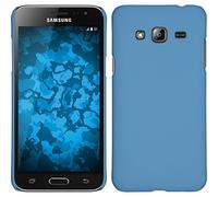 PhoneNatic Custodia Rigida Compatibile con Samsung Galaxy J3 - gommata Azzurro - Cover + Pellicola Protettiva