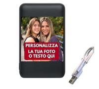 PhoneThrone - Power Bank 5000 Mah Personalizzabile con Logo e Testo, Mini Power Bank Iphone Universale, Batteria Portatile Accessori da Viaggio, Powerbank Piccolo e Leggero (130 grammi) (Nero)