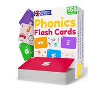 Phonics - Schede flash per bambini dai 3 anni in su, 165 carte didattiche su entrambi i lati, lettere, digrafi, trigrafi, miscele e parole difficili, giochi colorati per la lettura precoce e