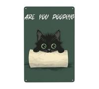 Phonily Carta igienica in metallo con simpatico gatto divertente e carino, carta igienica da leggere giornale, decorazione da parete per bagno, camera da letto, soggiorno, 8 W x 12 l
