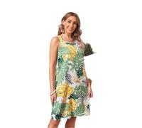 PHONME Abito da donna con stampa tropicale, scollo rotondo PHONME, Multicolore, XL