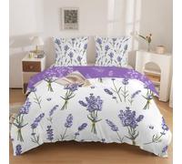 phonxia Copripiumino Una Piazza E Mezza 200x200 Bianco E Viola - Copripiumino 200x200 Set per Lavanda Biancheria Da Letto Per Bambina Ragazzo Adulti con 2 Federe 50x80 cm in Morbido Traspirante G47