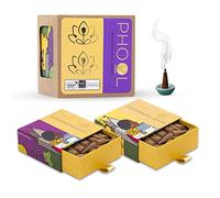 PHOOL LUXURY INCENSE Confezione da meditazione (80 coni di incenso, 2 fragranze: Nagchampa e patchouli) (rosa)
