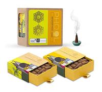 PHOOL LUXURY INCENSE Pacchetto di devozione(80 coni di incenso | 2 fragranze: Tulsi & Jasmine) (verde)