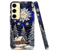 Phoona 2-in-1 Natale Case per Samsung Galaxy S20 FE/S20 Lite 6.5" Custodia per Cellulare Cover Custodie Estetica Disegni,Motivo Finestra Vetro Colorato con Albero Natale Fiocchi Neve, Sfondo Nero
