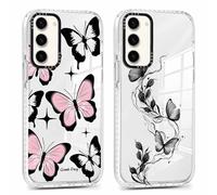 Phoona 2 pezzi Cover per Samsung Galaxy A26 5G 6.64", Cellulare Trasparente Silicone Custodia per telefono Farfalla Rosa Nera Aesthetic Motivo Disegno Protezione Fotocamera Antiurto Case Ragazze